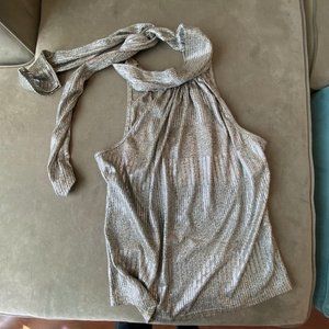 Anthropologie Tie Neck Halter in Silver, XS